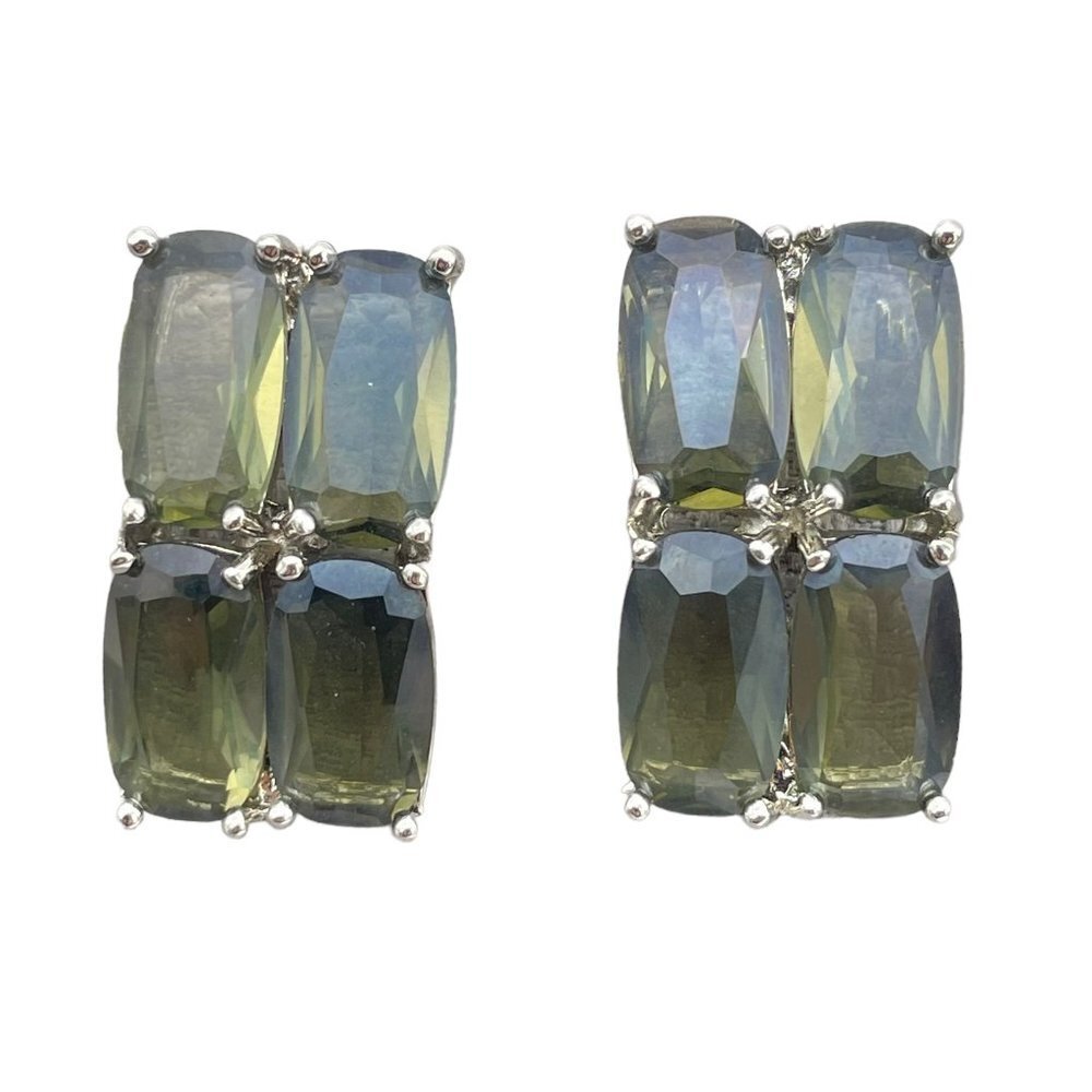 AV Signed Faceted Crystal Clip on Earring